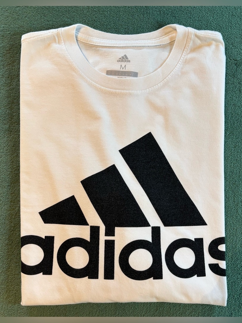 adidas White Long Sleeve Golf Tee with Black Logo, Size:M (6566)